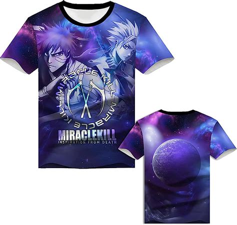 Unisex Anime Printed T Shirts Bleach Short Sleeve Casual Tee Tops For