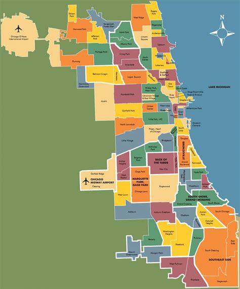 Chicago Neighborhood Map Map Of Neighborhoods In Chicago United States Of America