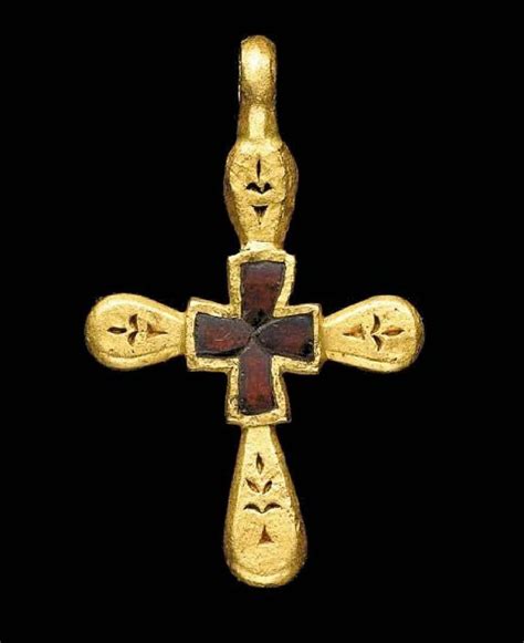 Byzantinegold Cross With Stone6th 7th Centurycostantinopoli Viking