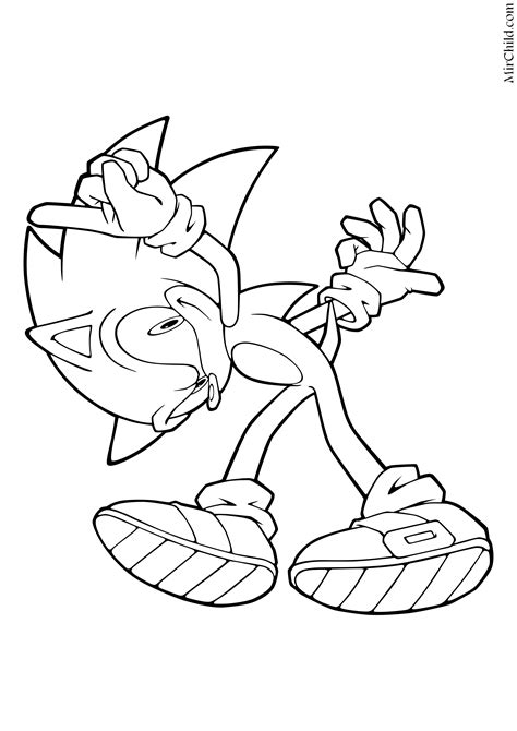 Раскраска Sonic The Hedgehog Ёж Соник исполнил кульбит Mirchild