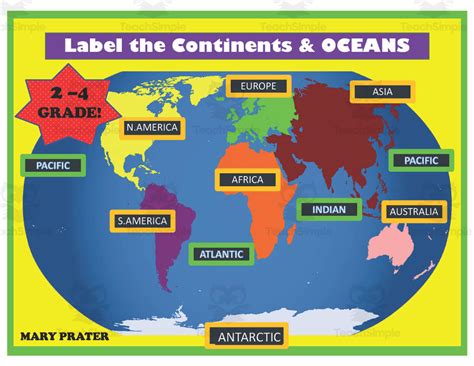 Label The Continents Oceans Activity By Teach Simple