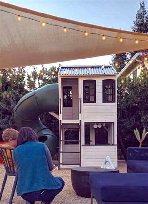 Farmhouse Style Outdoor Playhouse Two Story With Slide Etsy In 2020