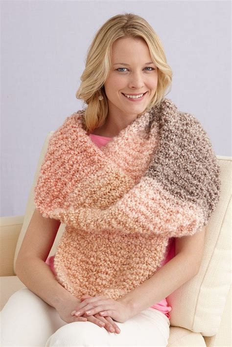 Plush Stripes Shawl In Lion Brand Homespun Thick And Quick L30000