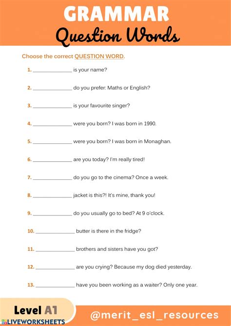 Question Words Online Worksheet And Pdf You Can Do The