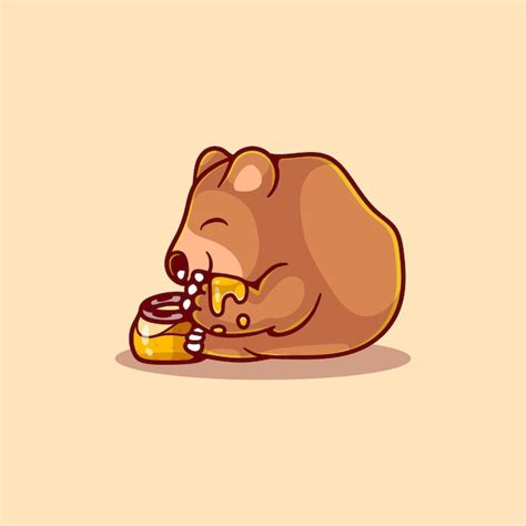 Premium Vector Cute Bear Illustration Drinking Honey