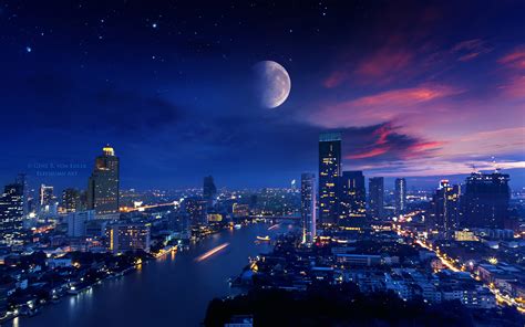 2880x1800 City Lights Moon Vibrant 4k Macbook Pro Retina Hd 4k