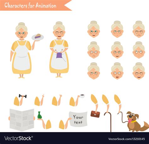 Funny Grandmother Housewife Cartoon Royalty Free Vector