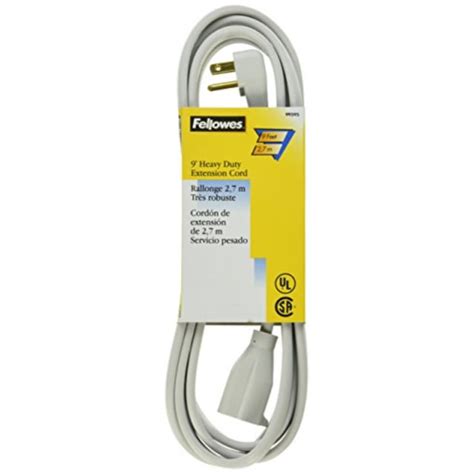 Fellowes 1 Outlet 3 Prong Heavy Duty Indoor Extension Cord 9 Feet