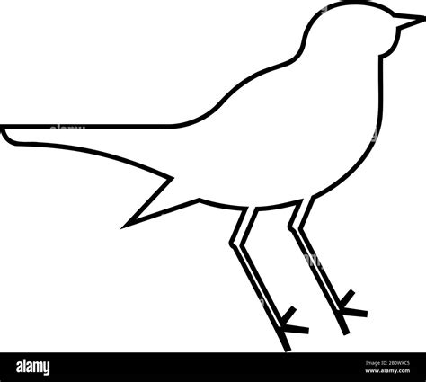 Nightingale Luscinia Bird Silhouette Icon Outline Black Color Vector