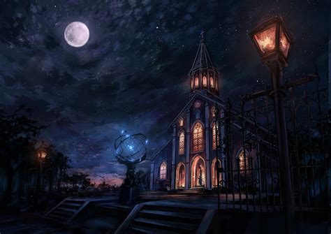 Fondos De Pantalla Noche Luz De La Luna Iglesia Medianoche Ligero