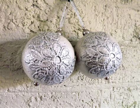 Christmas Ball Decoration Polystyrene Balls With Lace Appliqué Painted