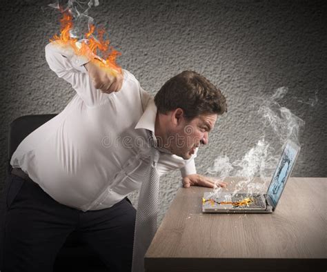 Businessman Fiery Rage Stock Image Image Of Break Damaged 59633809