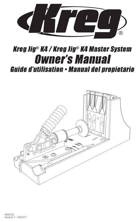 Kreg Jig K4 Instruction Manual