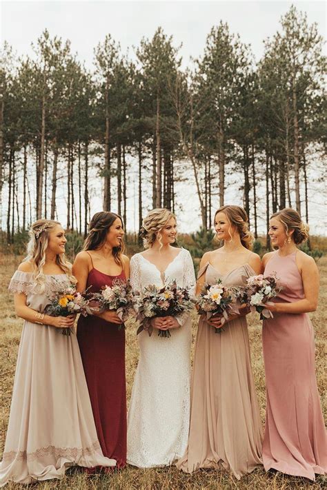 Mismatched Bridesmaids Fall Wedding Colors Burgundy And Taupe Wedding Miss Ruby Boutique