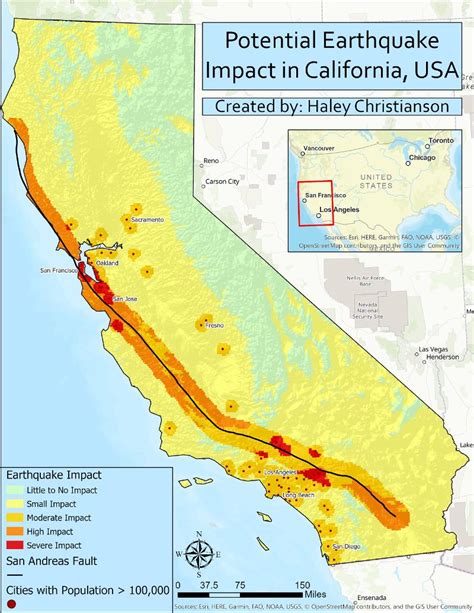 Potential Earthquake Impact In California Usa