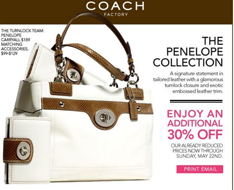 Coach Factory Outlet Canada: Save 30% Extra Thru May 22nd Printable ...
