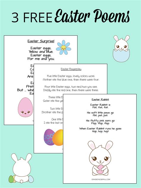 3 Adorable Easter Poems For Instant Download Free Grade Onederful