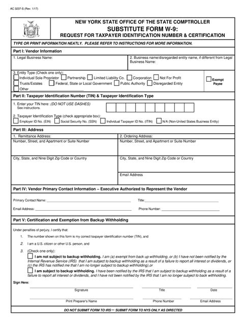 2017 2024 Ny Substitute Form W 9 Fill Online Printable Fillable
