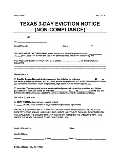 Texas Eviction Notice Forms Free Template Process Law Great Journey