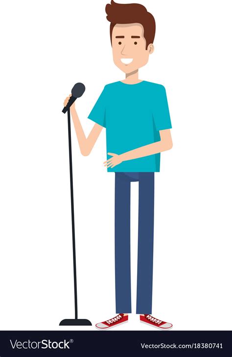 Man Singing With Microphone Royalty Free Vector Image