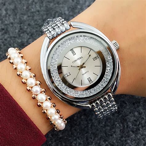 Reloj Mujer Silver Womens Watches Luxury Fashion Brand Women Dress Watch Alloy Quartz Wrist