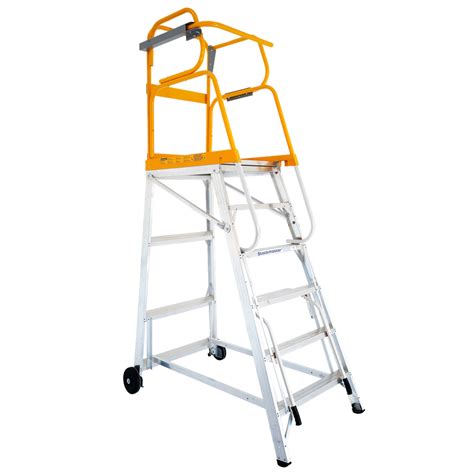 Stockmaster 150kg Rated Mobile Work Platform Ladder Tracker Pro 28m