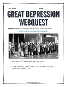 Even though it was written in 1934, this song is considered by some to be an anthem for what the roaring 20s were all about listen to the. Great Depression - Webquest with Key (Questions for ...