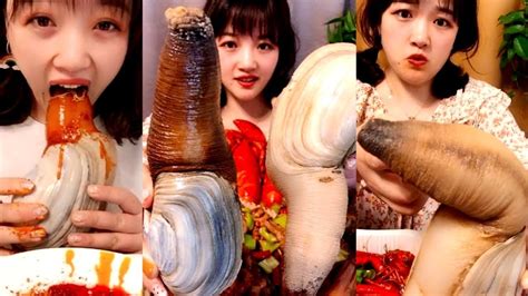 Chinese Girl Eat Geoducks Delicious Seafood Seafood Mukbang Eating Show YouTube