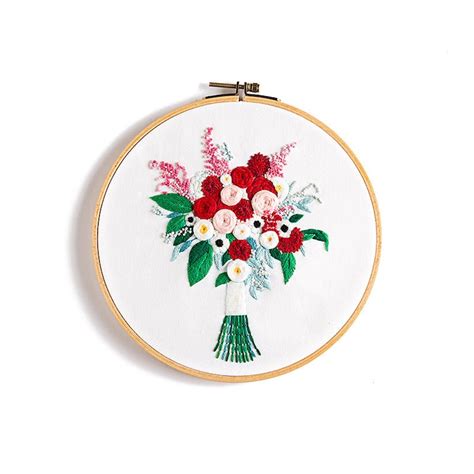 Bouquet Embroidery Kit Beginner Modern Floral Embroidery Kit Etsy