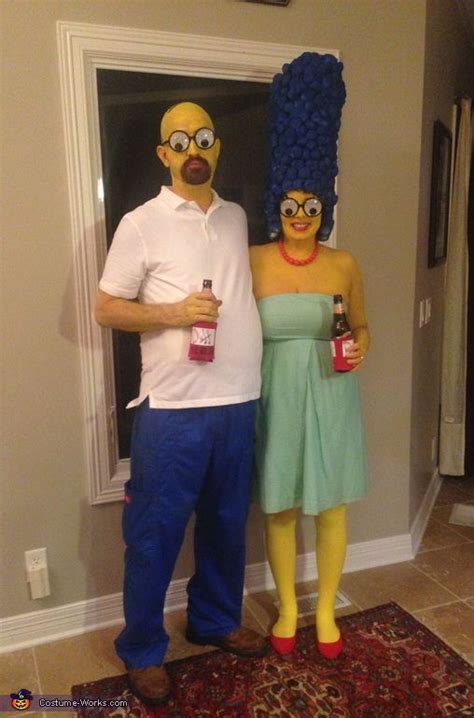 katie my husband and i made our own marge and homer costumes marge hair used rolled up poster