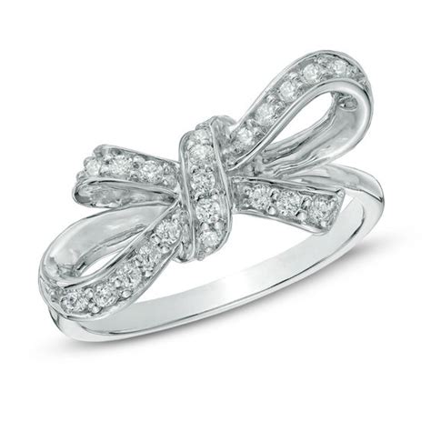 1 4 CT T W Diamond Bow Ring In Sterling Silver Online Exclusives