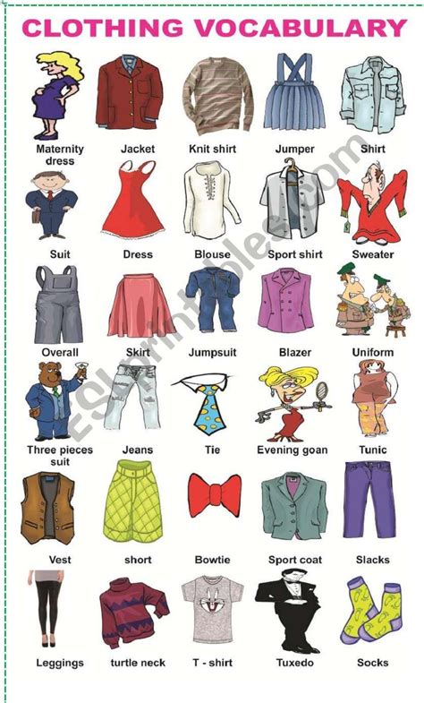 Clothing Vocabulary Esl Worksheet By Mafaldita2009 Clothes English