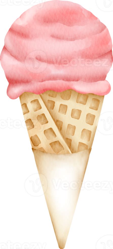 Watercolor Dessert Sweet Clip Art Element Cute Strawberry Ice Cream