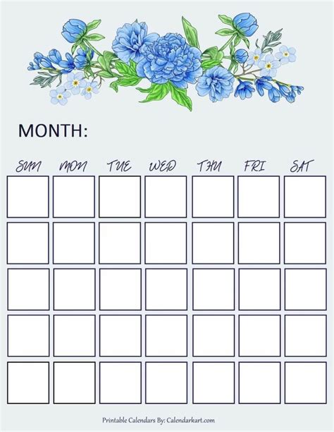 Are You Looking For A Blank Calendar Template Heres The Blank Floral