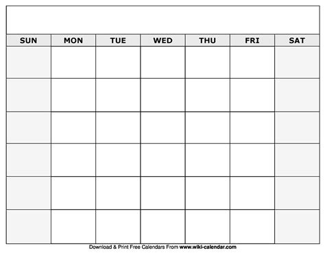 Blank Monthly Calendar Blank Monthly Calendar Calender Template