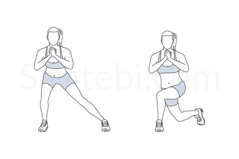 Side Lunge To Curtsy Lunge Illustrated Exercise Guide Workout Guide