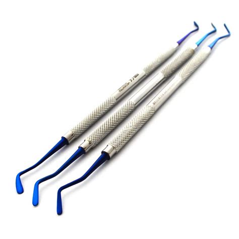Set Of 3 Titanium Blue Tips Dental Flat Plastic Filling