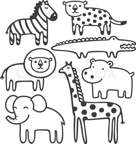 Wild animals in black and white vector ... | Stock vector ...