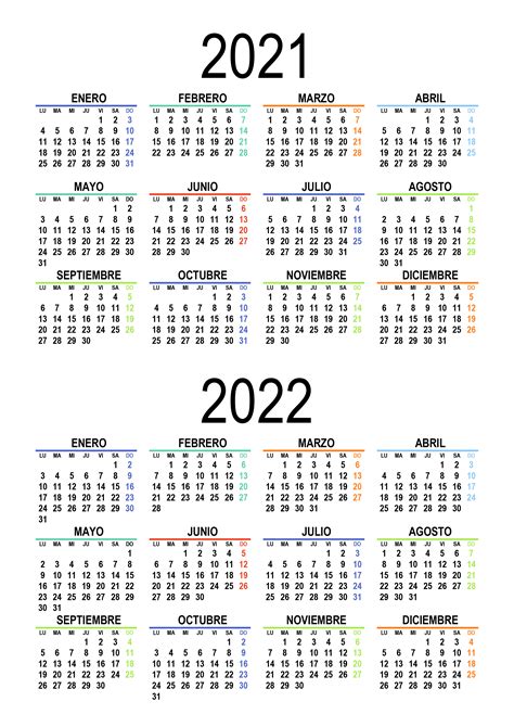 Calendario Para 2021 2022 Y 2023 A 241 Os Plantilla Horizontal Simple