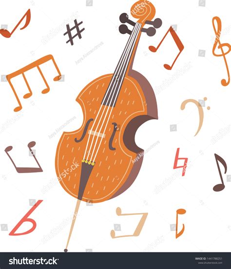 Vector Illustration Cello Set Musical Symbols Stock Vector Royalty