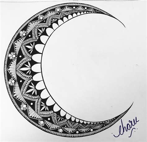 Mandala Moo Crescent Design Foolow For More Designs Mandala Doodle