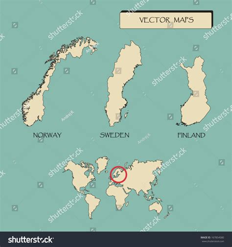 Map Scandinavia Countries Sweden Norway Finland Stock Vector Royalty