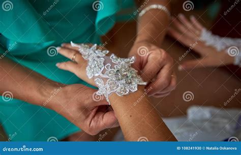Dressing Bride For Wedding Stock Photo Image Of Luxury 108241930