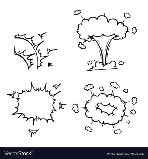 Hand Drawn Cartoon Bomb Explosion Dynamite Vector Image