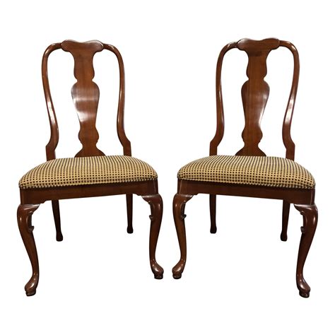 Solid Cherry Queen Anne Dining Side Chairs By Fancher Pair 2 Chairish