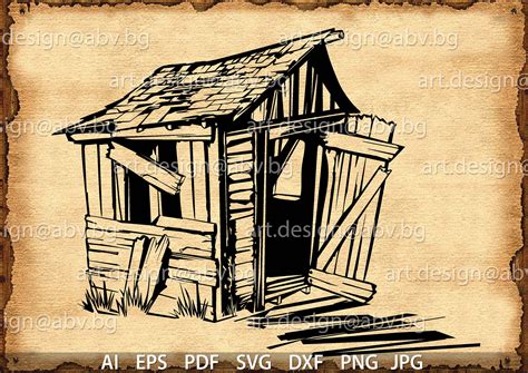 Vector Old Shack Wooden Shed Ai Eps Pdf Svg Dxf Png Etsy
