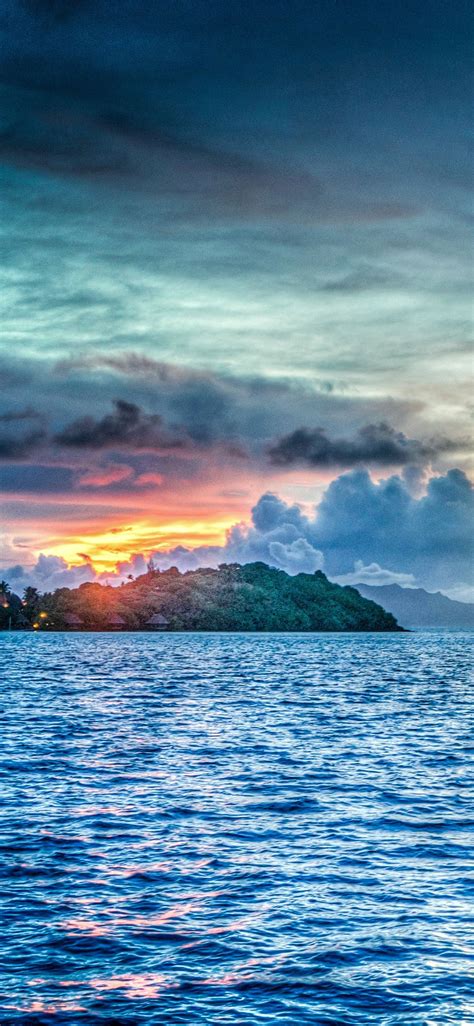 Iphone X Wallpaper Nr34 Borabora Sea Island Sunset