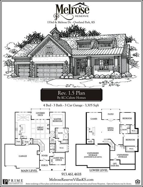 Browse our house floor plans & contact us today to discuss our custom home building process. RW Scott Reverse 1.5 Story Plan, Melrose Reserve, Overland Park, KS 66213 | Zillow | House floor ...