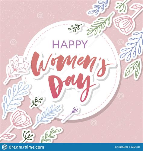 8 March International Women Day Greeting Card Brush Calligraphy