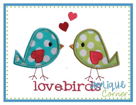 Lovebirds With Hearts Applique Design Applique Designs Applique